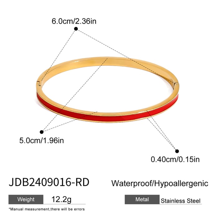 1 Piece Simple Series Drop Oil Round Stainless Steel  Gold Color Women's Bangles 